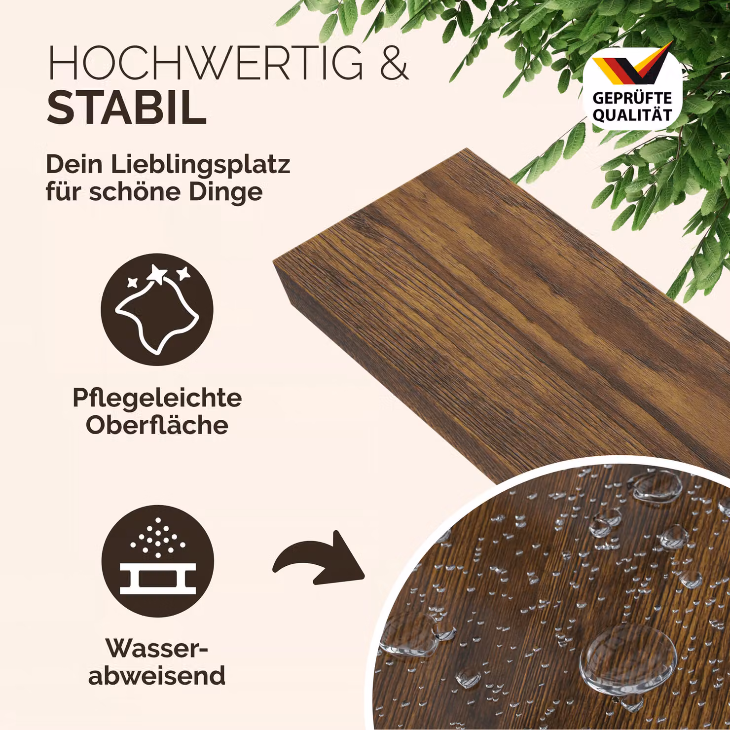 Mensola da parete CASARIA in rovere con finitura opaca, Larghezza: 90 cm – 2