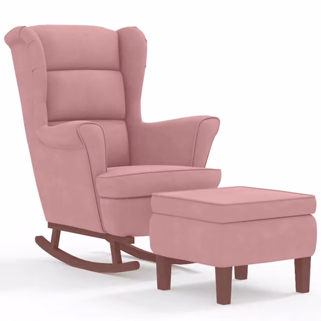 Sedia a dondolo con schienale alto in velluto rosso vino CFW5829862