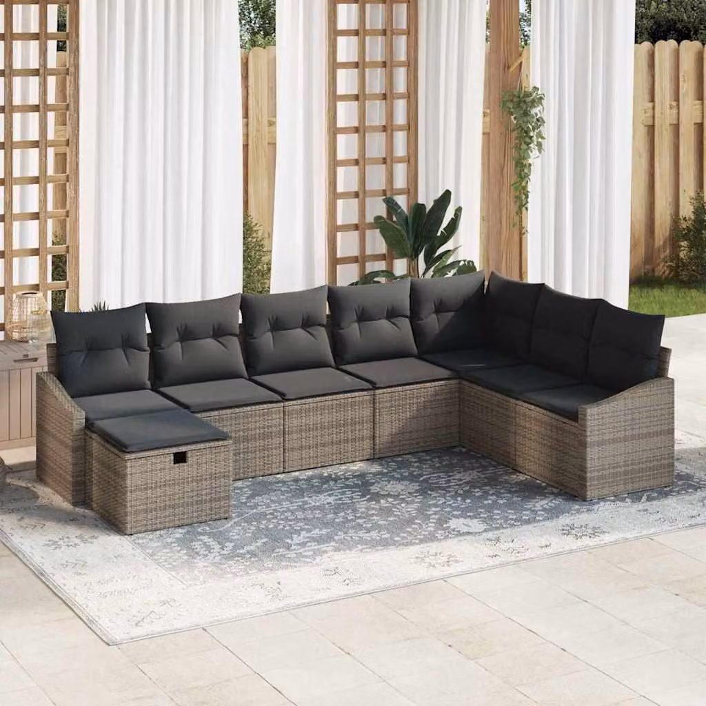Maison Exclusive - Set di divani da salotto, 9 pezzi, in rattan sintetico
