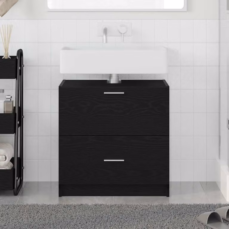 Mobile da bagno vidaXL in legno nero opaco con cassetti e ante L/P/H: 59 x 37 x 59 cm