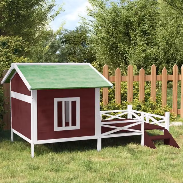 Cuccia per cani Moka vidaXL in legno di pino massello con pavimento rialzato e resistente alle intemperie L/P/H: 159 x 120 x 88,5 cm – 1