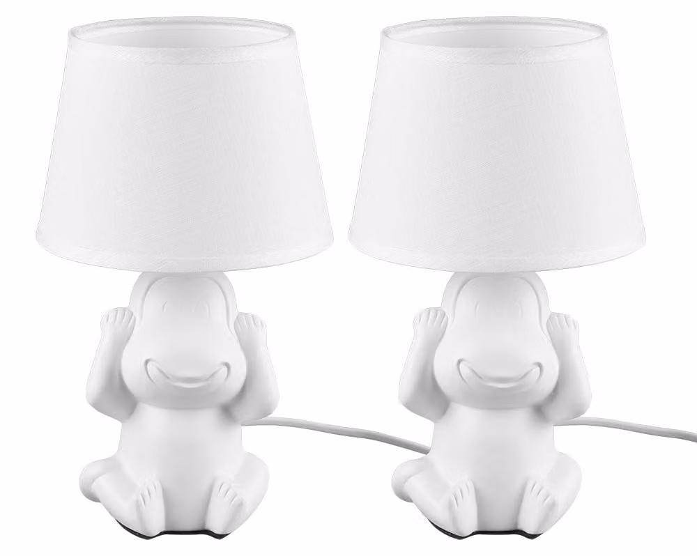 2 lampade da tavolo, in Vetroceramica e tessuto, colore bianco, altezza 27 cm