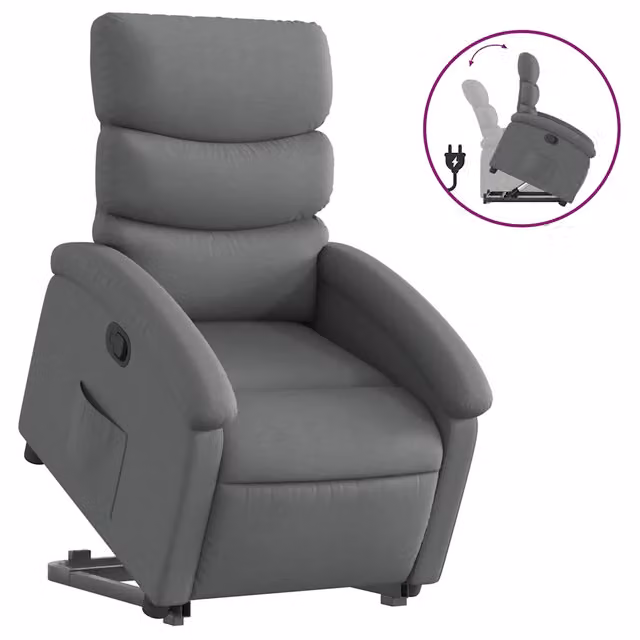 Poltrona | Sedia Relax Alzapersona Reclinabile Grigio Scuro in Tessuto