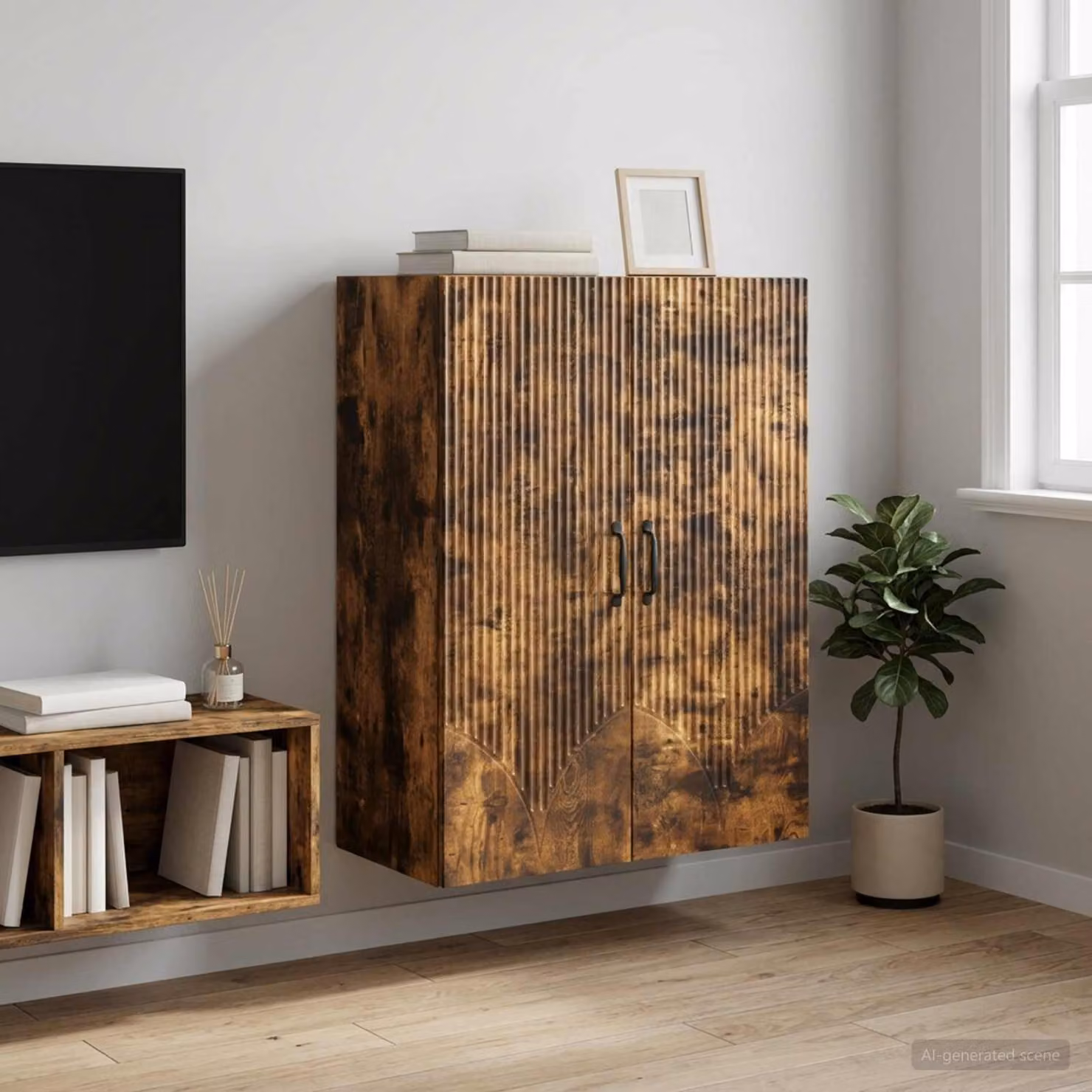 Mobiletto a muro vidaXL in legno marrone con ante a battente e ripiani interni L/P/H: 66 x 34,5 x 90 cm
