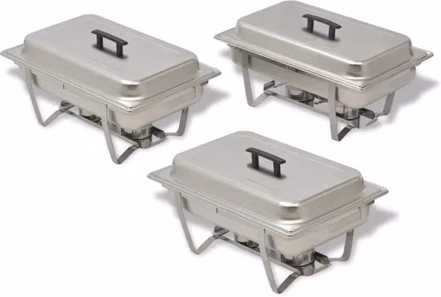 Set di 3 teglie scaldavivande vidaXL in acciaio inossidabile color argento