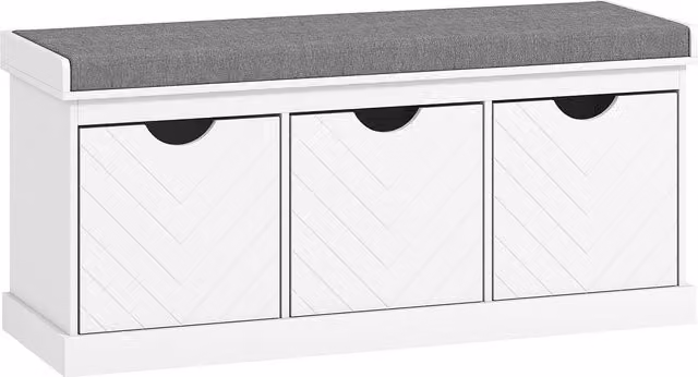 Panca porta scarpe HOMCOM con 3 cassetti e cuscino imbottito in tessuto, colore bianco