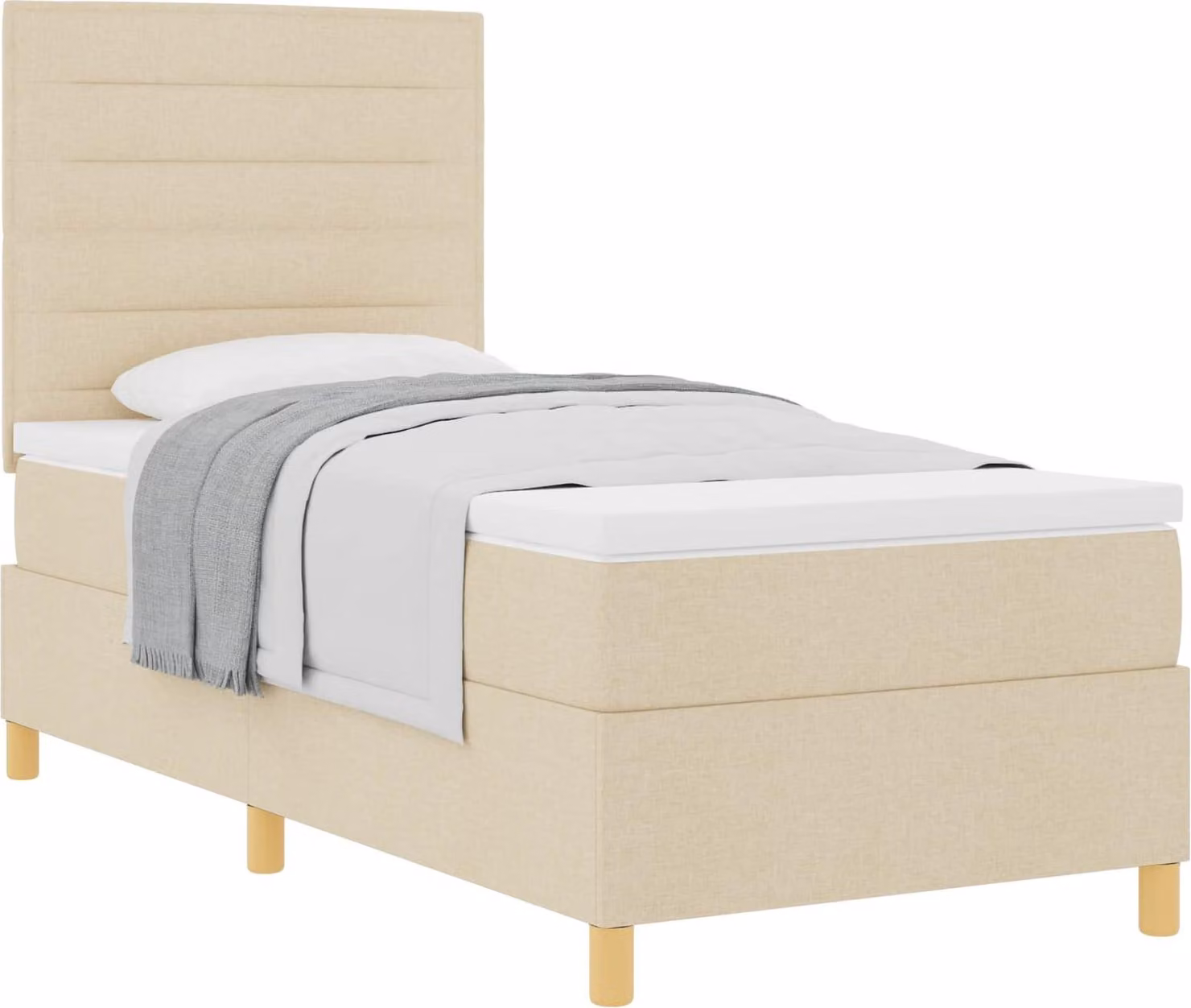 Letto a molle con materasso Crema 100 x 200 cm Tessuto