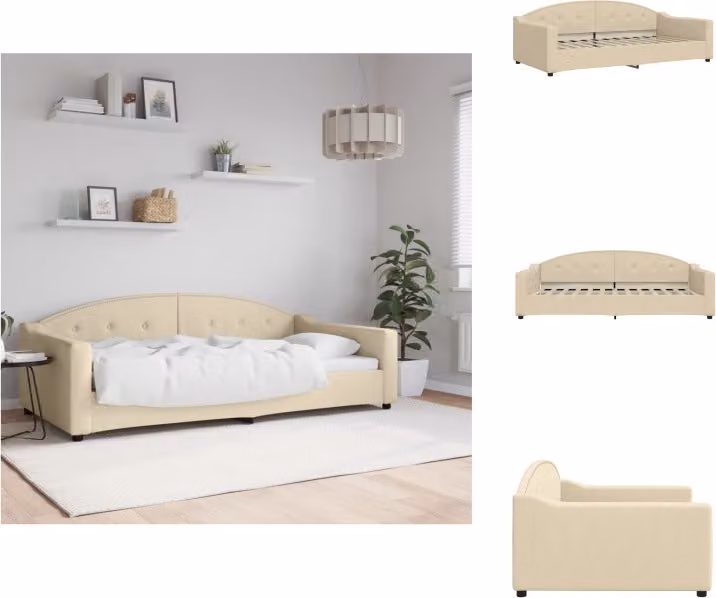 vidaXL Letto da giorno crema 100x200 cm in tessuto - Letti e reti