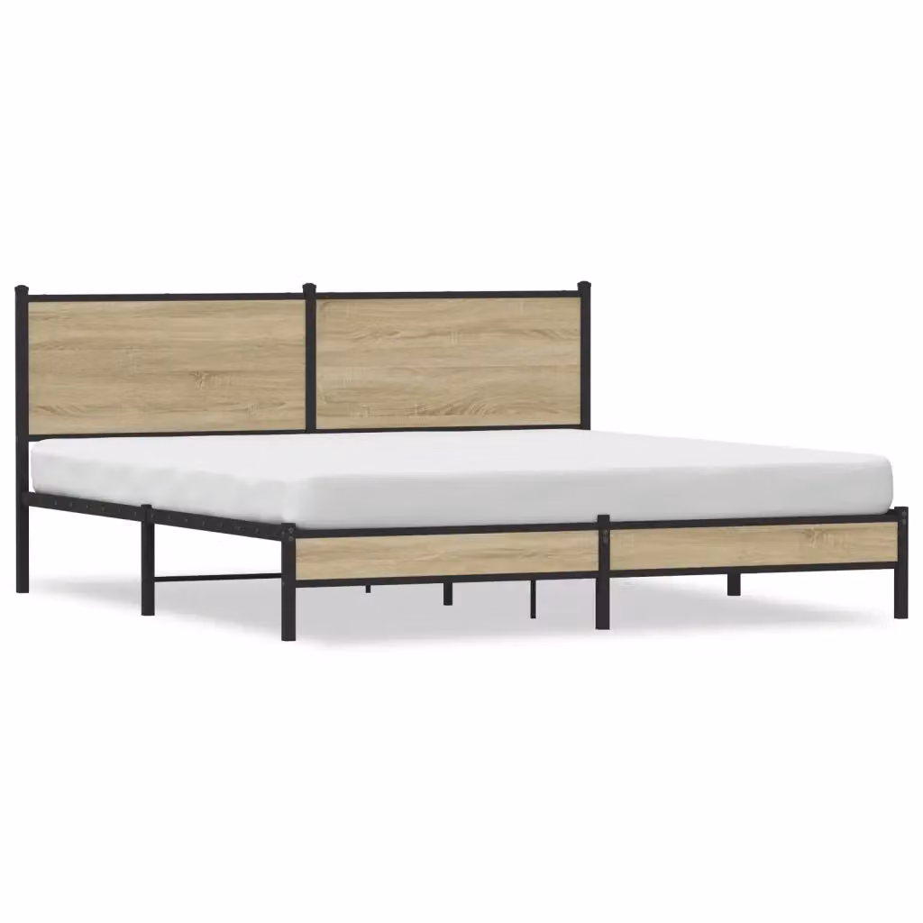 vidaXL Giroletto in Metallo e Legno Rovere Sonoma Marrone L: 183 cm, P: 213 cm – 2