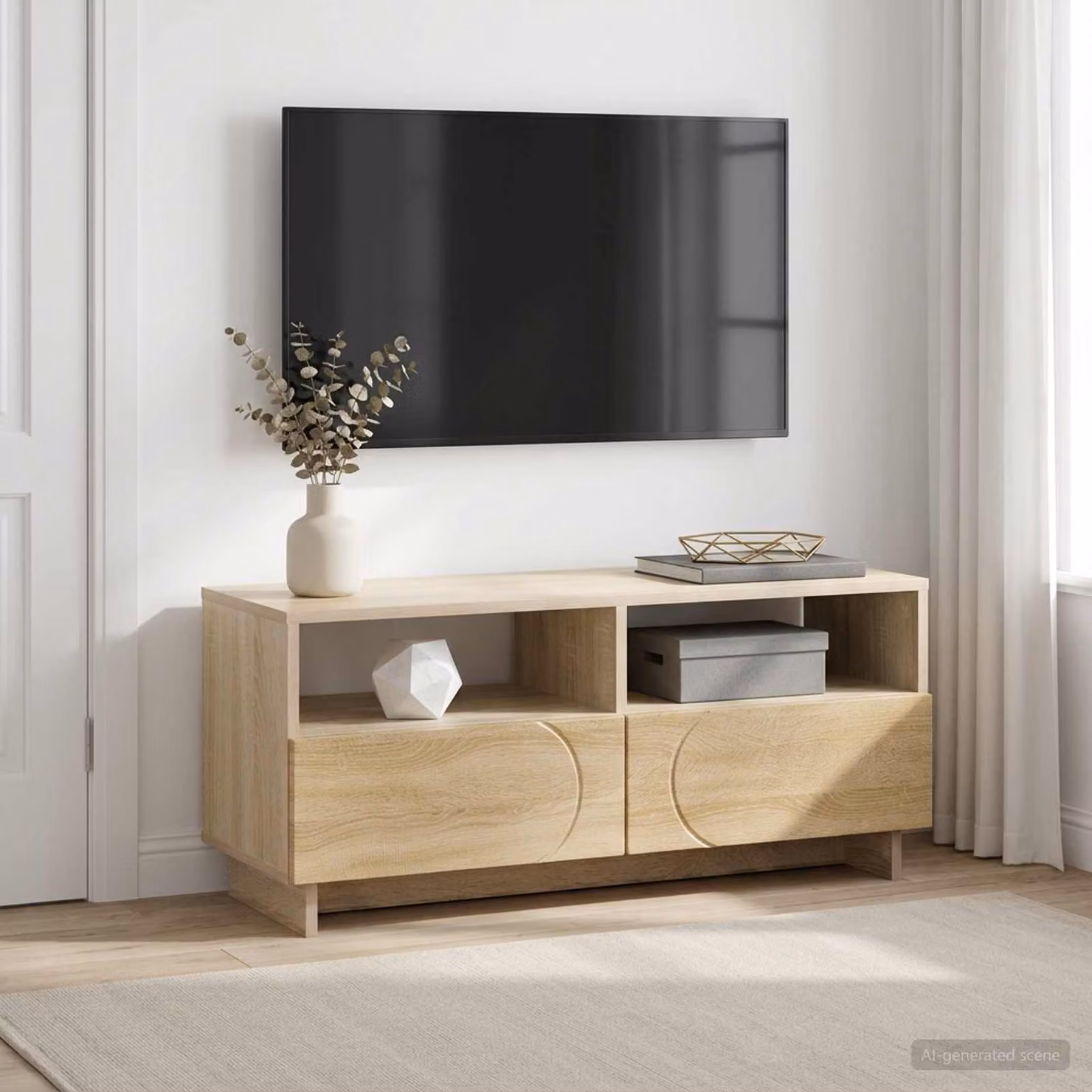 Supporto TV moderno vidaXL in legno color rovere sonoma, L 90 cm x P 34.5 cm x H 40 cm