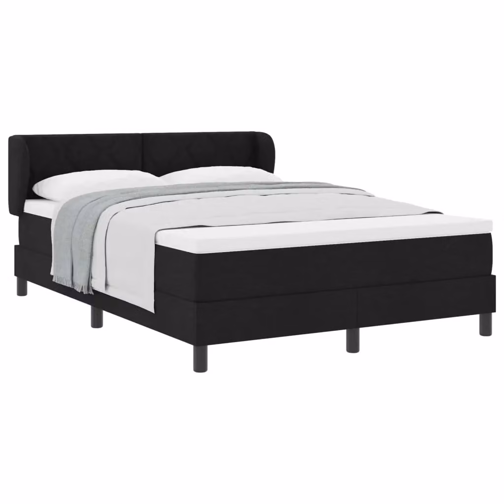 Letto a molle con testiera vidaXL in tessuto nero L: 140 cm, P: 200 cm, H: 88 cm – 2