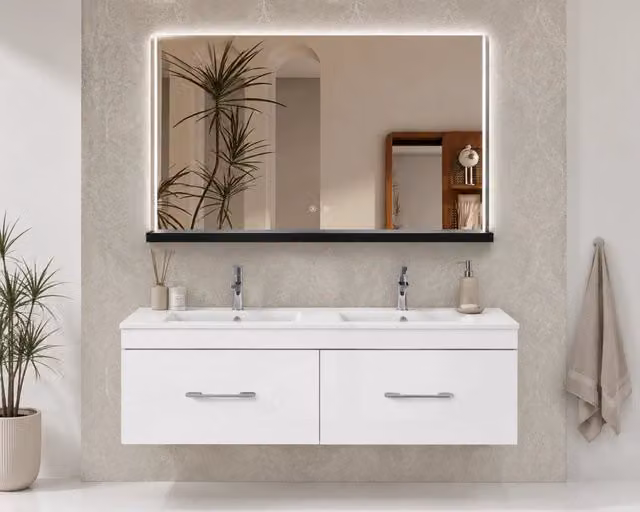 Mobile bagno con lavabo ORIGENBATH FLORENCIA senza specchio 120x45 cm doppia vasca bianco