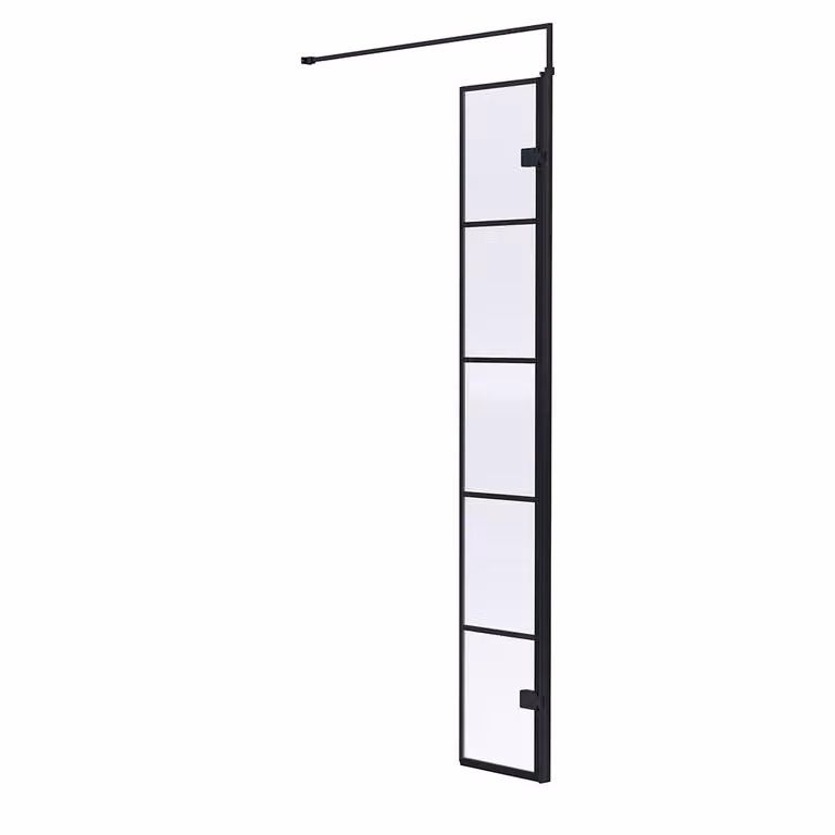 Box Doccia Walk-In Griglia Nera Astratta con Piatto 1100x700mm (Senza Anta)