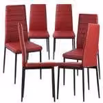 Set di sedie da sala da pranzo (2/4/6/8 pezzi), sedie da cucina, sedie da soggiorno in Pelle finta, set da 6 pezzi; colore: rosso scuro