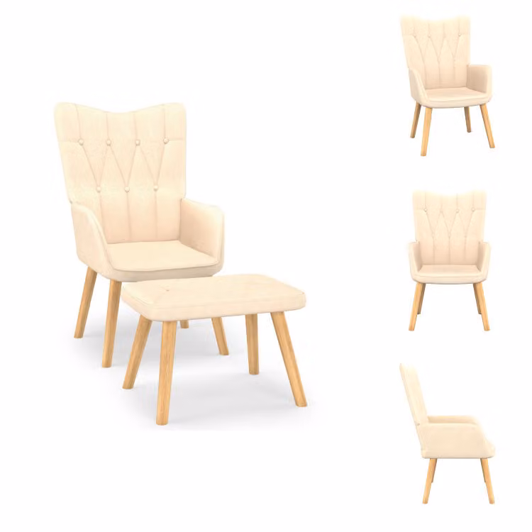 vidaXL Poltrona relax con sgabello in tessuto crema - Poltrona