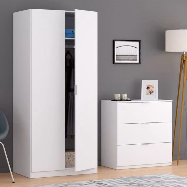 Cassettiera Rea DMORA moderna a 3 cassetti per camera da letto, Bianco, L: 77 cm, P: 38 cm, H: 80 cm
