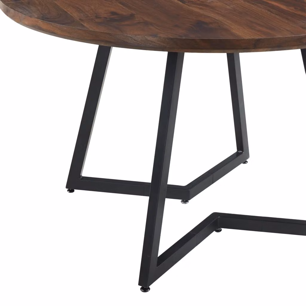 Tavolo da pranzo Zephmum marrone in MDF laminato con gambe in metallo L/P/H: 110 x 110 x 75 cm – 2