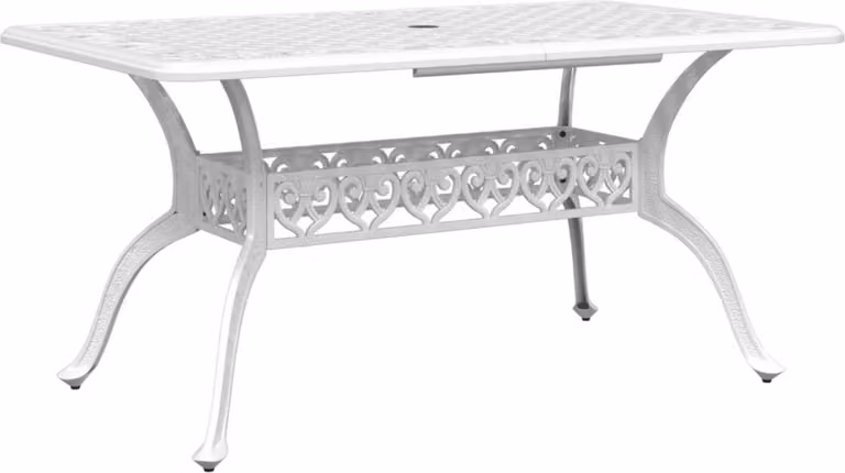 Tavolo da Giardino Bianco 150x90x72 cm in Alluminio Pressofuso