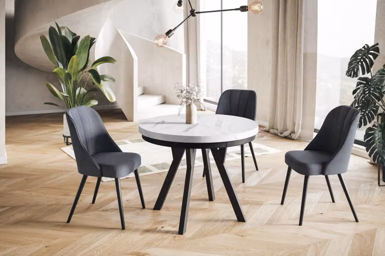 Alpi Moebel, Tavolo da Pranzo Evo, Tavolo per Mangiare Allungabile, Diametro da 80 - 130 cm, Marmur