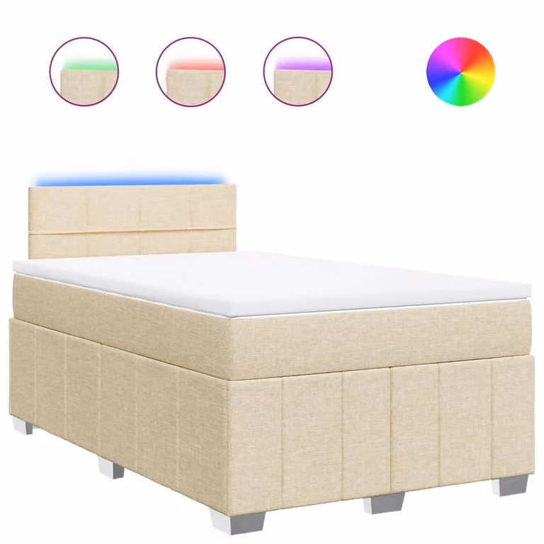 Letto a molle con materasso crema 120x190 cm in tessuto