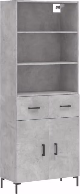 Credenza | Madia | Buffet da pranzo | Armadio da pranzo Grigio Cemento 69,5x34x180 cm in Legno Multistrato