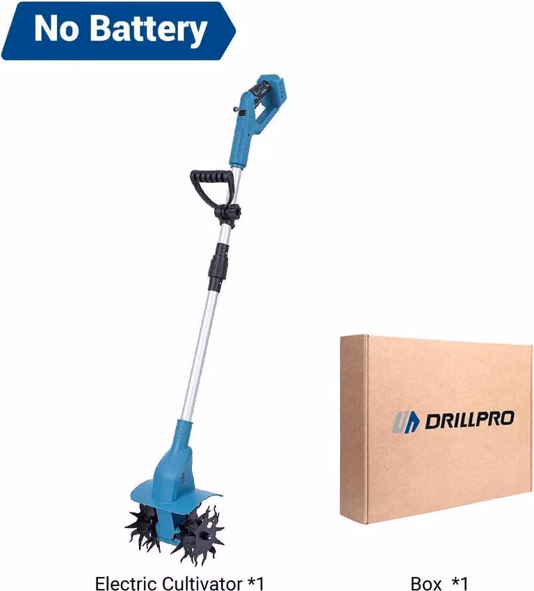 Zappatrice elettrica - Coltivatore a batteria da 21 V - Motore brushless da 1500 W - Profondità di lavoro 150 mm - Larghezza di lavoro 200 mm - Senza batteria - Nero