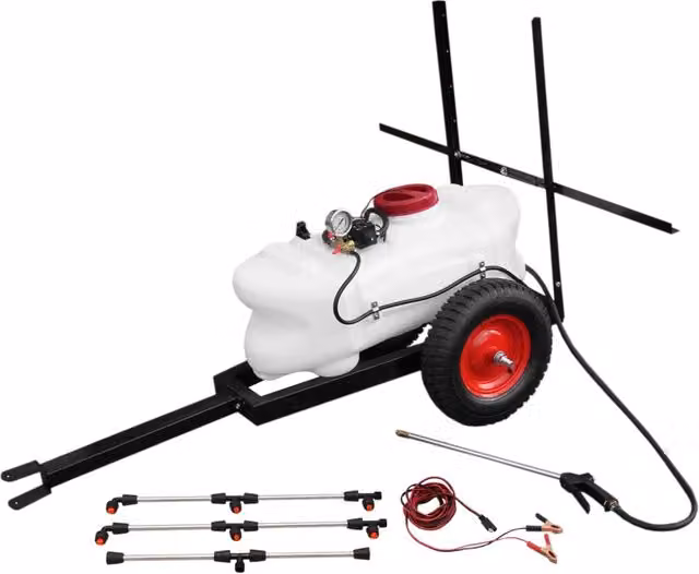 Polverizzatore per Moto Quad ATV con Rimorchio Carrello con Asta 6 Ugelli e Lancia a Mano Irroratore Spruzzatore per Fertilizzanti - 100 Litri
