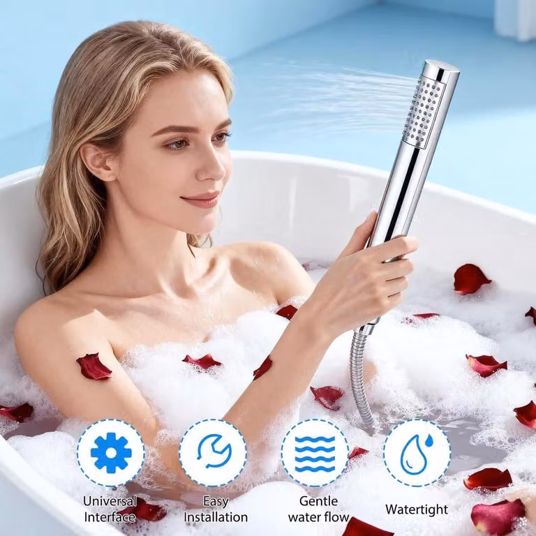 Dailygoods - Soffione doccia a risparmio idrico, alta pressione - Doccetta manuale - Soffione doccia compatto - Corpo in ABS cromato - Ugelli anticalcare - Design innovativo