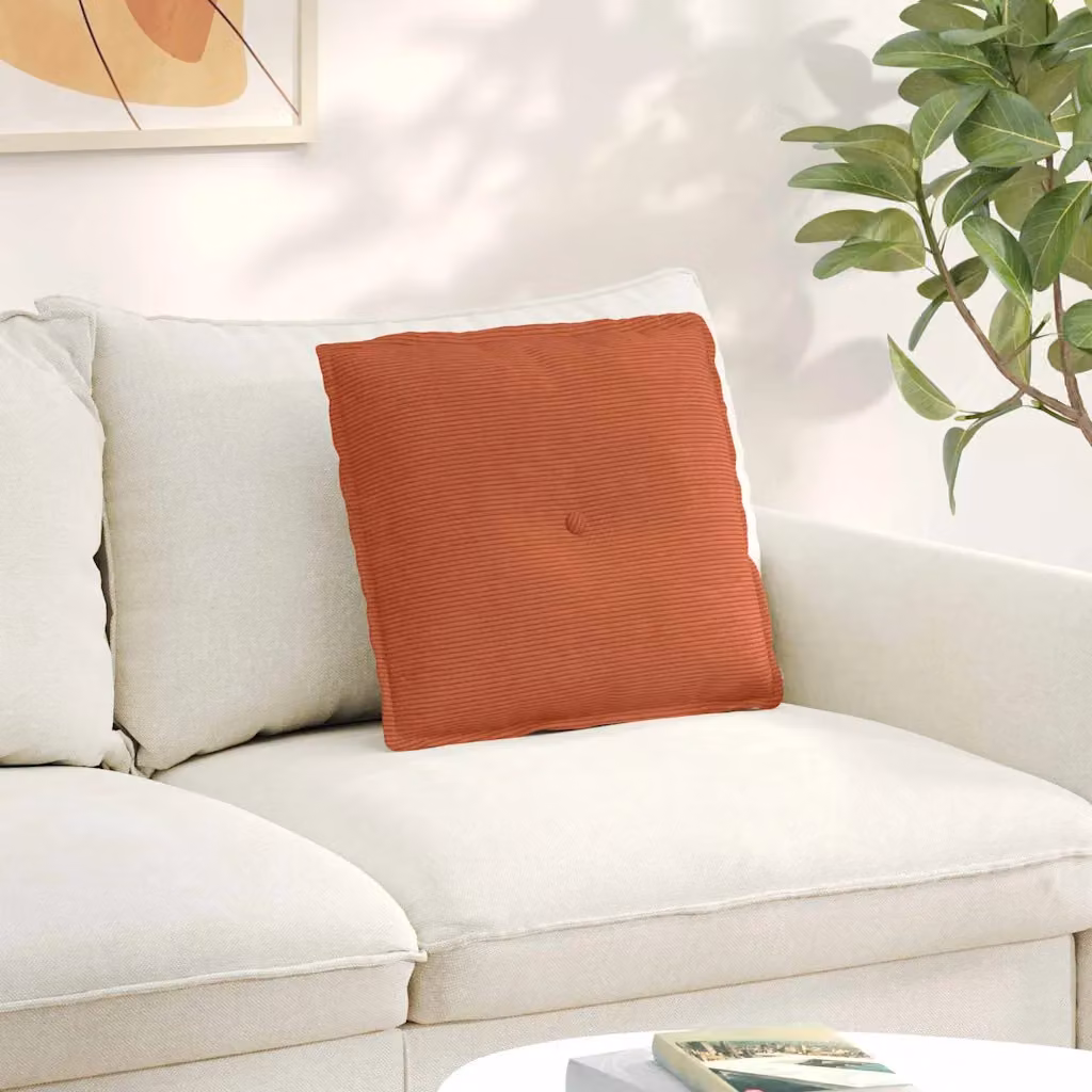 Cuscino per schiena vidaXL in tessuto a coste rosso arancio, L 50 cm x P 45 cm