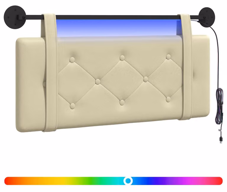 Testiera sospesa Con luce LED Crema Pelle finta