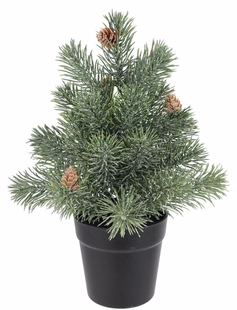 Albero di Natale artificiale in miniatura con pigne, in vaso, altezza 32 cm. Decorazione natalizia
