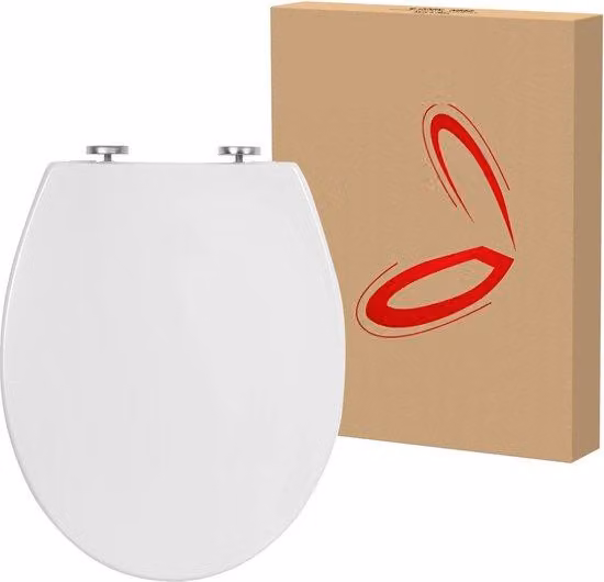 Sedile della toilette con chiusura ammortizzata, coperchio della toilette, sedile della toilette antibatterico, sedile della toilette Fast-Fix, coperchio della toilette, bianco