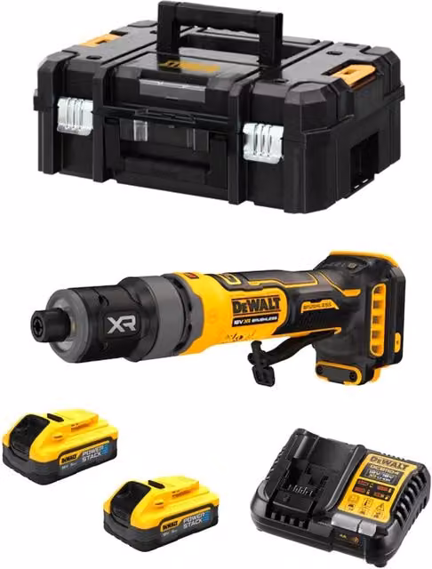 Smerigliatrice Diritta DeWalt DCG420H2T Gialla con 2 Batterie Powerstack da 5,0 Ah e Caricatore DCB1104 in Valigetta TSTAK II