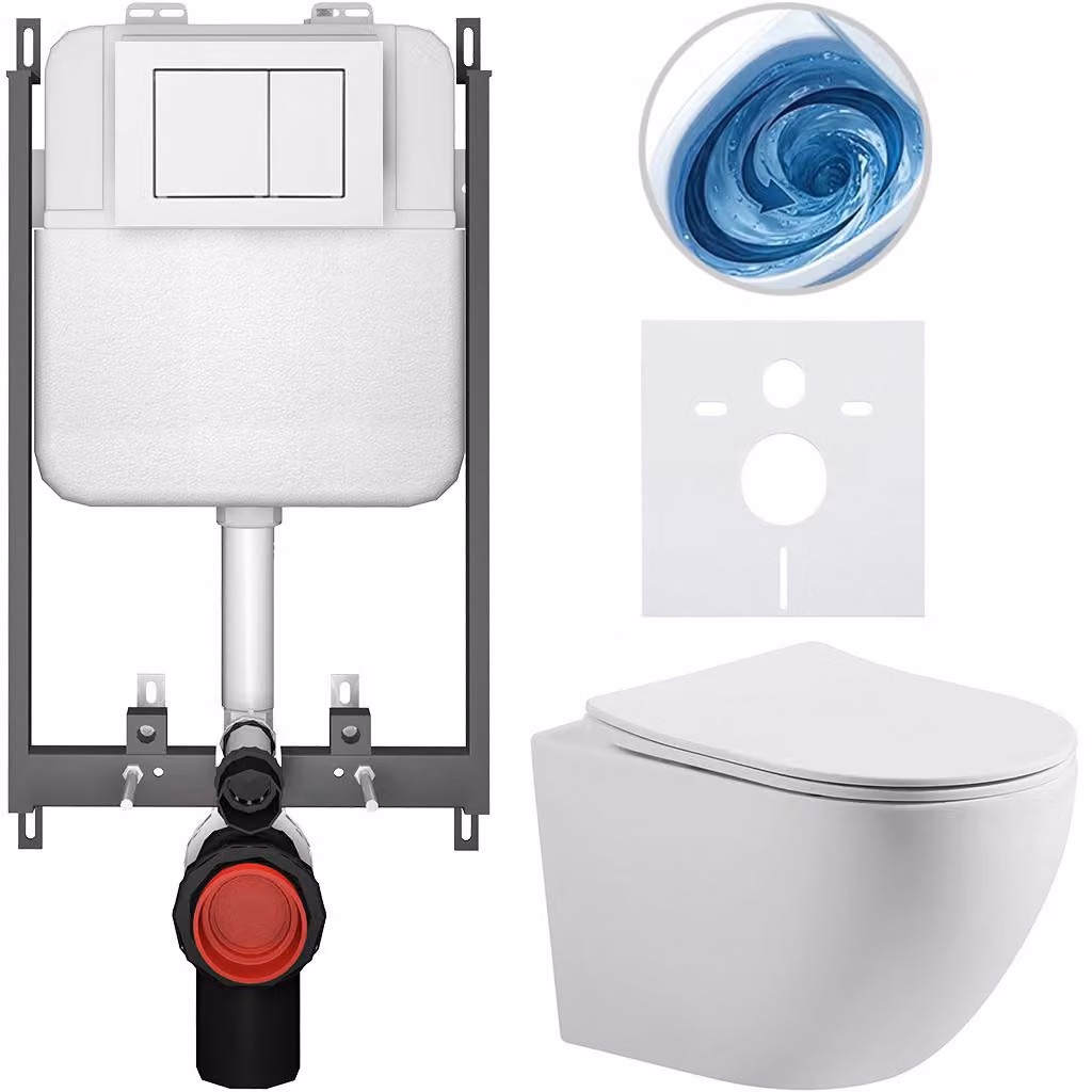 CERANO - Set WC da incasso Cesso - bianco opaco - pulsante Prime/Maxio, bianco - da incasso - 49x36 cm