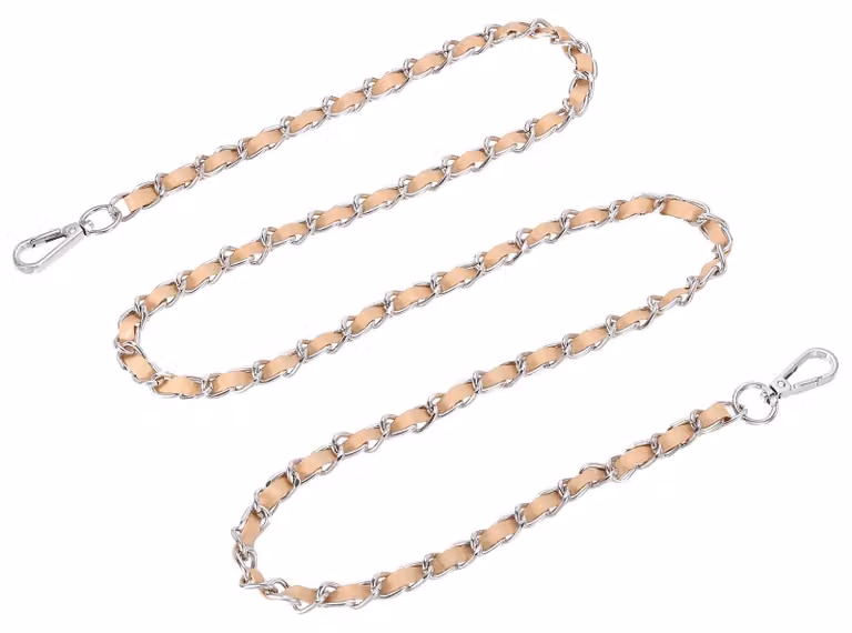 Catena con passanti per borse, 140 cm, materiale: poliuretano/ferro, colore: kaki/argento