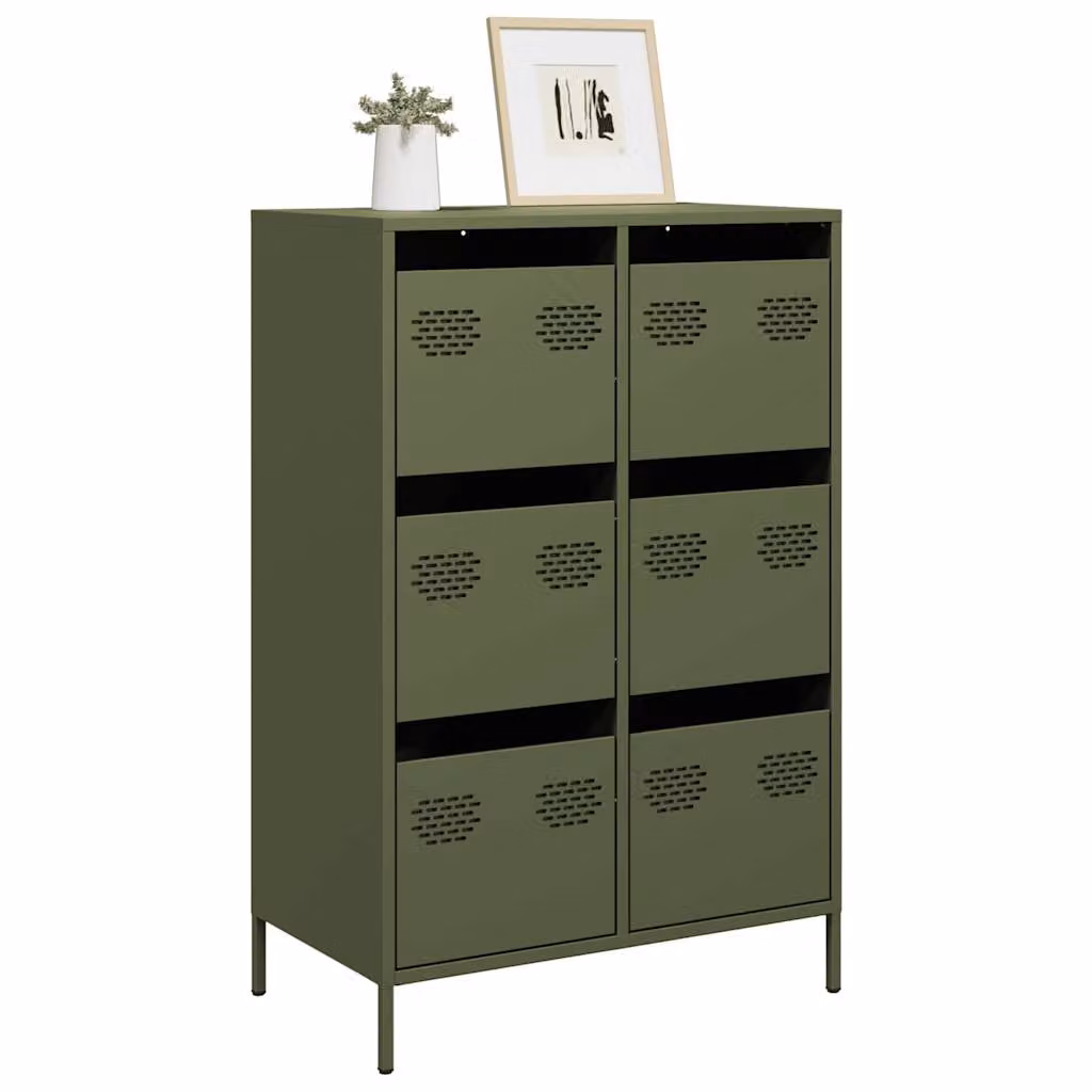 Credenza vidaXL in metallo verde oliva L: 68 cm, P: 39 cm, H: 101,5 cm – 1