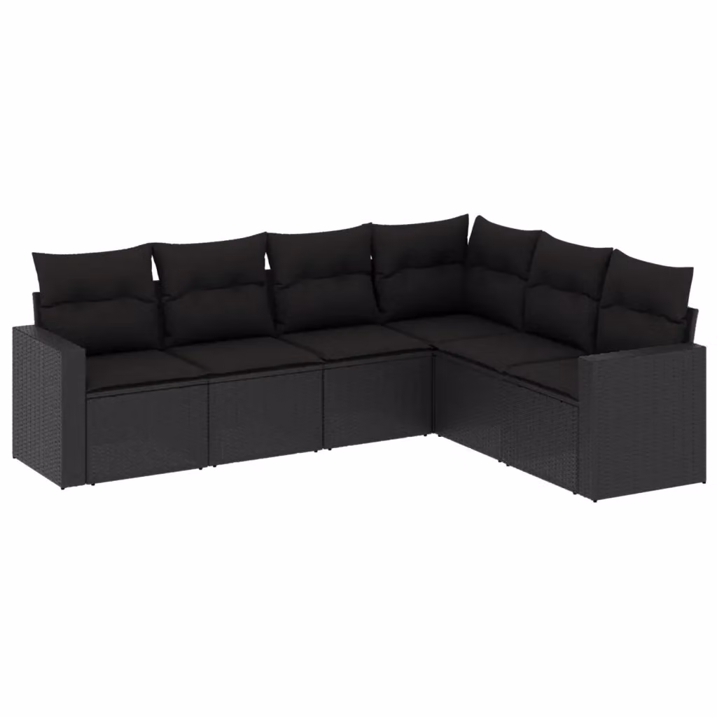 Set Divano da Giardino vidaXL a L 6 pz con Cuscini Neri in Polyrattan e Struttura in Acciaio Verniciato a Polvere – 2