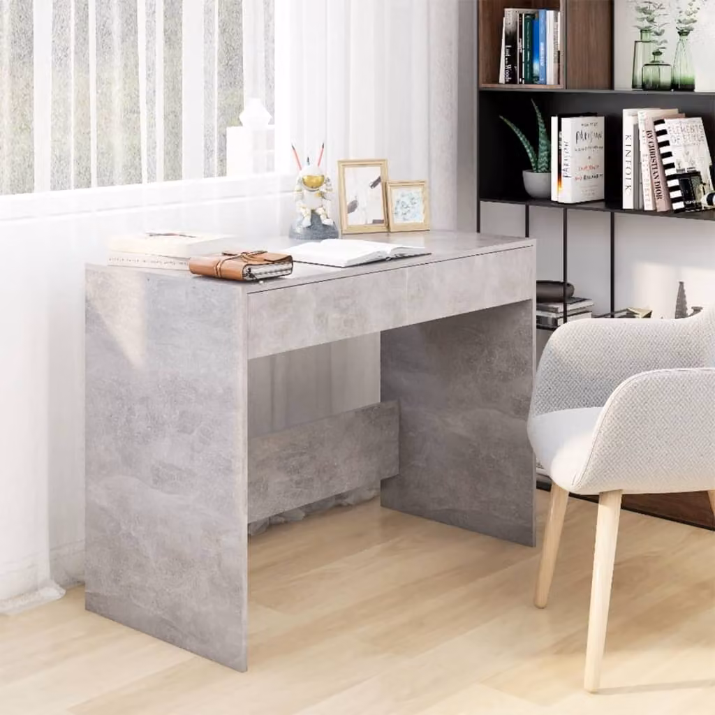 The Living Store Scrivania in cemento grigio 101x50x76,5 cm Materiale a base di legno