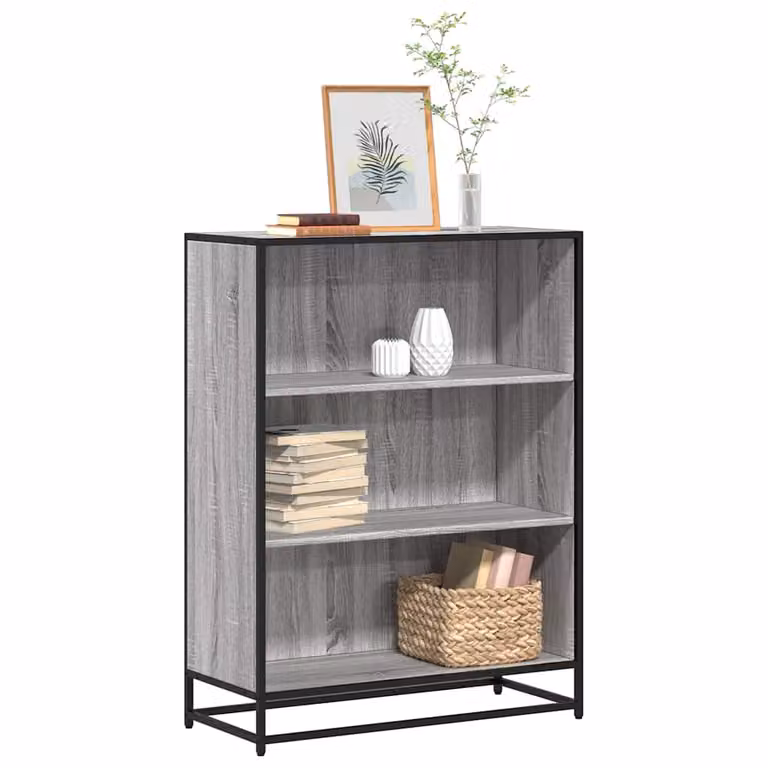 Libreria Industrial vidaXL in Legno e Metallo, Grigio, L 80,5 x P 35 x H 107,5 cm