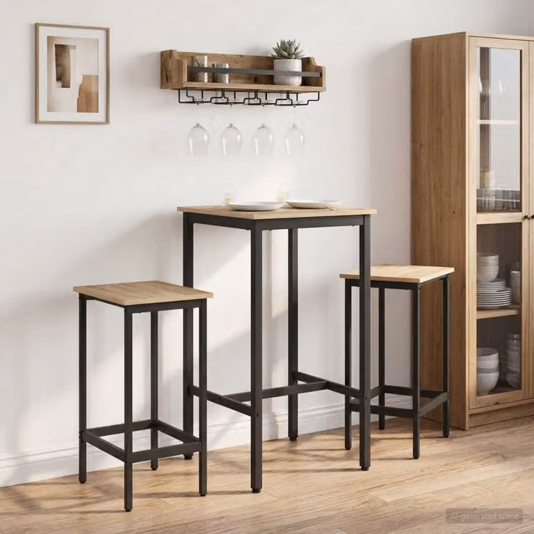vidaXL Tavolo da bar moderno in legno ingegnerizzato e metallo, L/P/H: 52 x 52 x 110 cm, marrone e nero