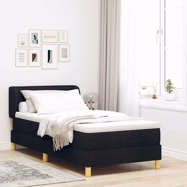 Letto a molle con materasso-Struttura Letto con Materasso Nero 90 x 200 cm Tessuto 687492
