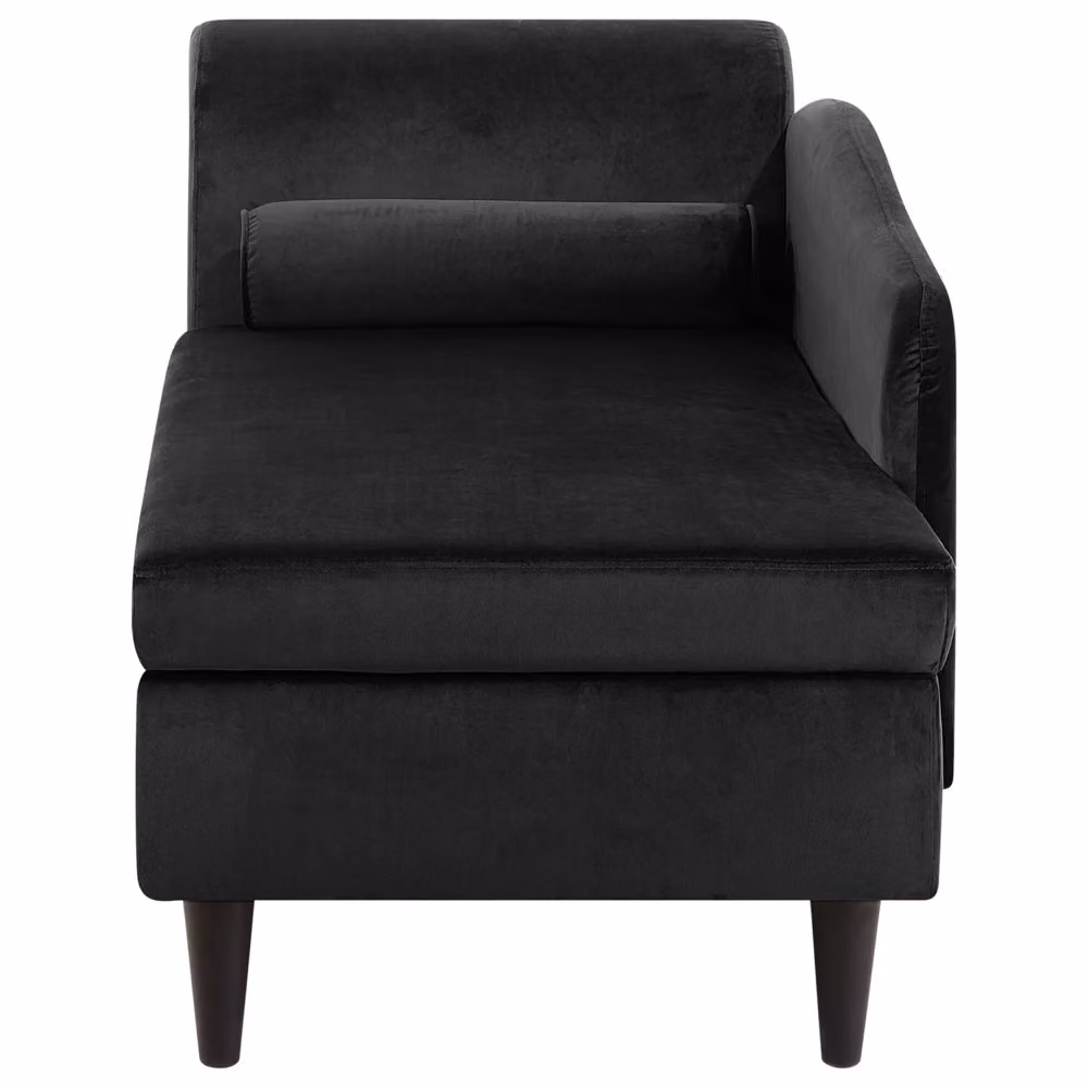 Chaise longue BELIANI in velluto nero con contenitore e versione sinistra L/P/H: 160 x 70 x 77 cm – 2