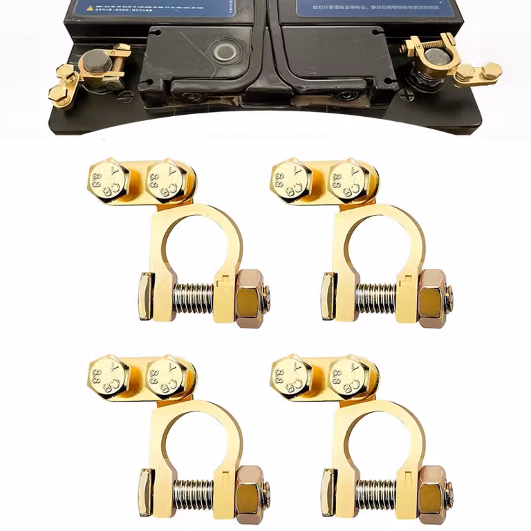 Set di morsetti per batteria per auto, 2 pezzi, universali, 12V/24V, in rame