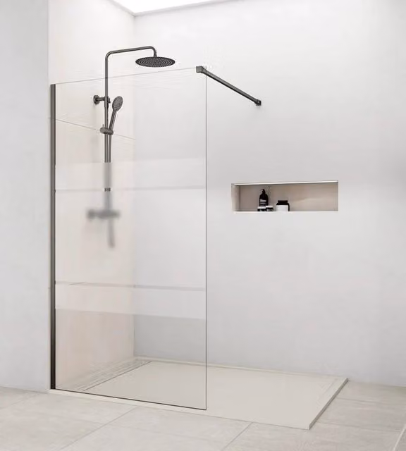 Parete doccia fissa Screen 8 mm 90 cm (86,5-88,0 cm) titanio, vetro satinato Frost