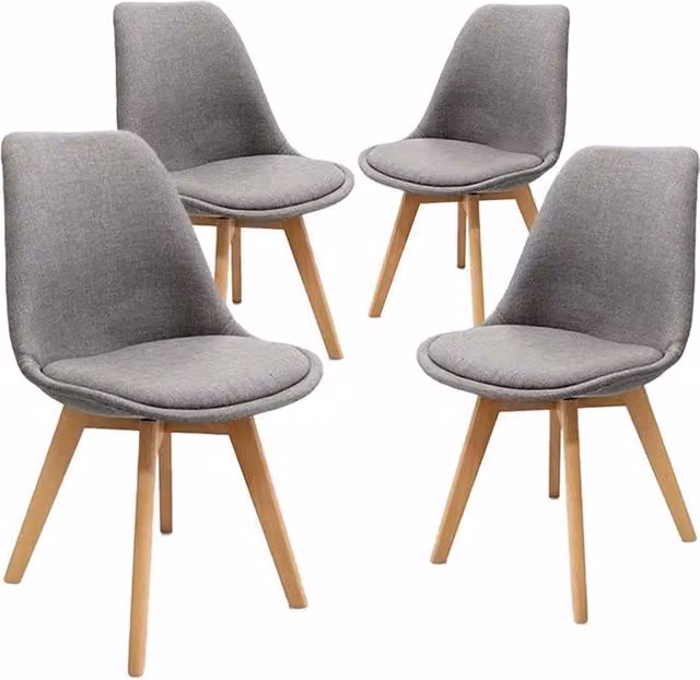 SET 4 SEDIA OSLO IN TESSUTO CON SEDUTA IMBOTTITA 54 X 48 X 84 CM COLORE GRIGIO