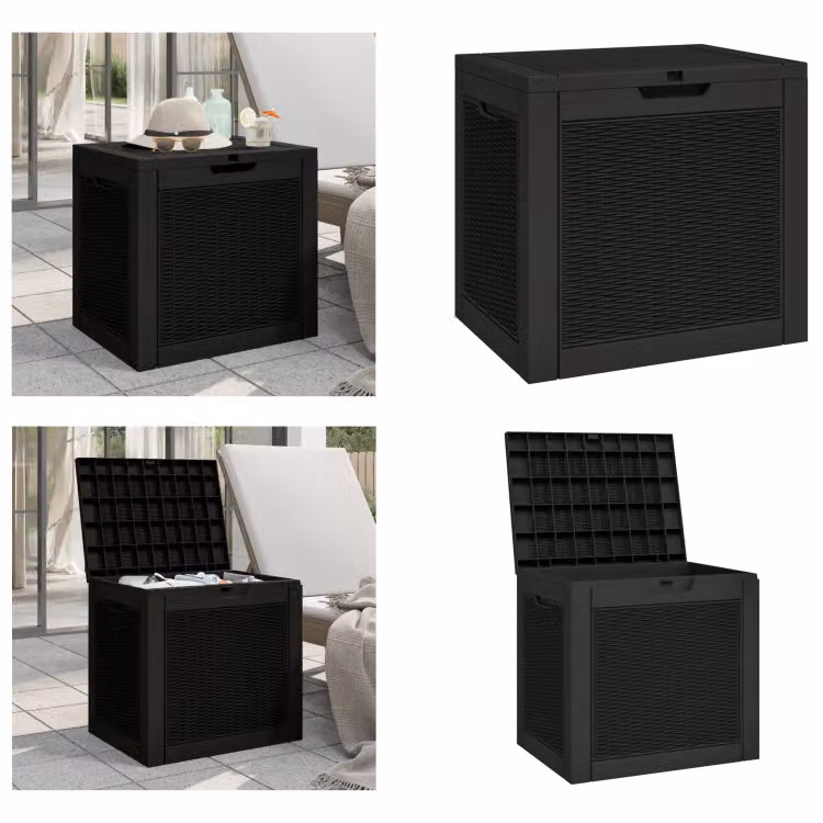 vidaXL Cassetta da giardino nera 55,5x43x53 cm in polipropilene - Cassapanca da giardino - Cassetta da giardino - Cassetta portaoggetti