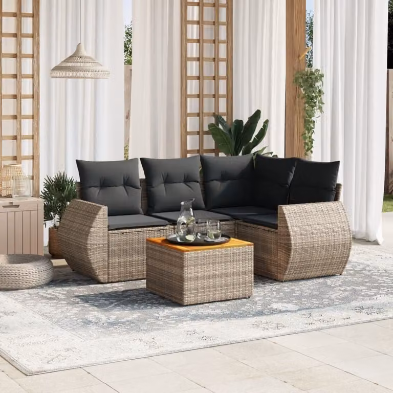 Maison Exclusive - Set divani da giardino 5 pezzi con cuscini grigio polyrattan