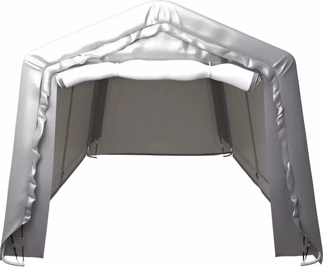 Carport a capanna vidaXL Grigio con struttura in acciaio zincato e copertura in plastica L: 900 cm, P: 300 cm, H: 240 cm