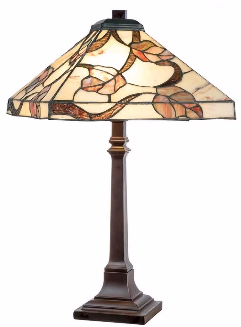 Casa Padrino Lampada da tavolo Tiffany multicolore 36 x 36 x H. 64 cm - Lampada da tavolo Tiffany - Lampada decorativa da scrivania - Lampada decorativa da soggiorno - Lampade Tiffany