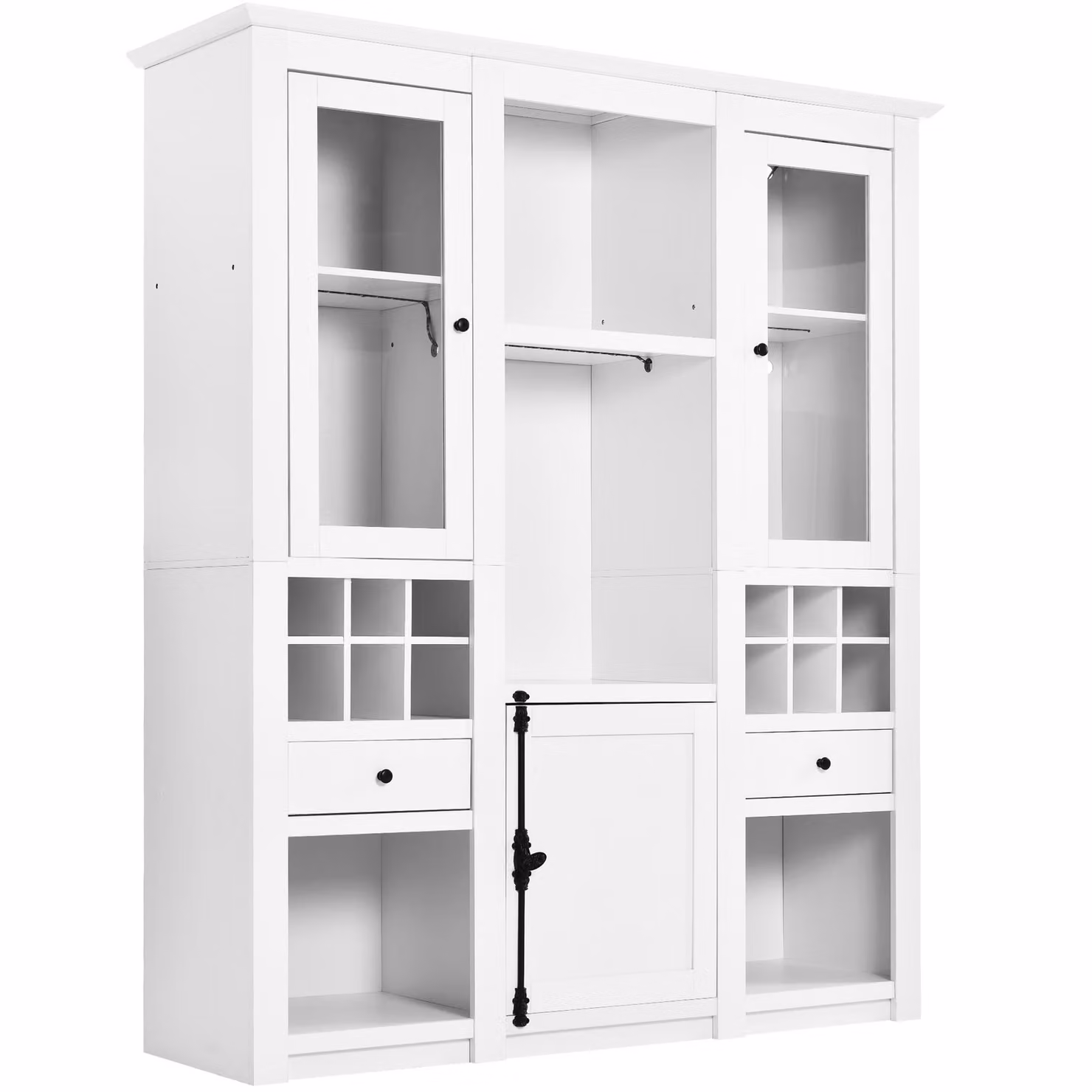 Vetrina Moderna Aosom con Illuminazione LED Multicolore, Porte in Vetro e Spazio Vino, Colore Bianco, L: 143 cm, P: 45,5 cm, H: 170 cm – 2